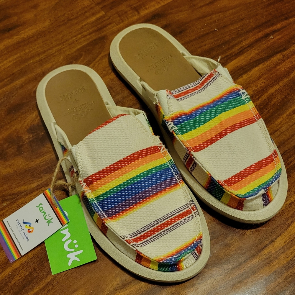Sanuk PRIDE SLIP ON MULES Rainbow 9